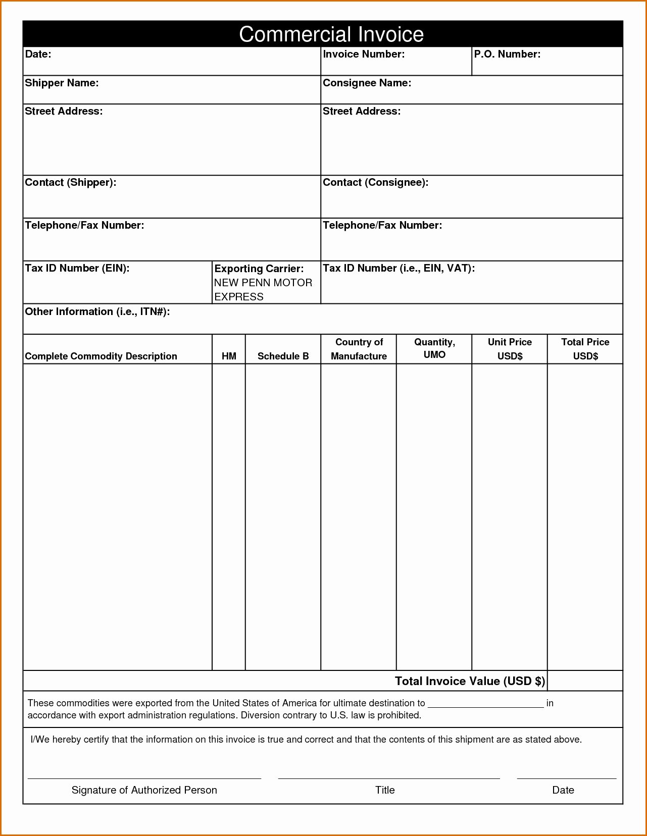 7 mercial invoice pdf