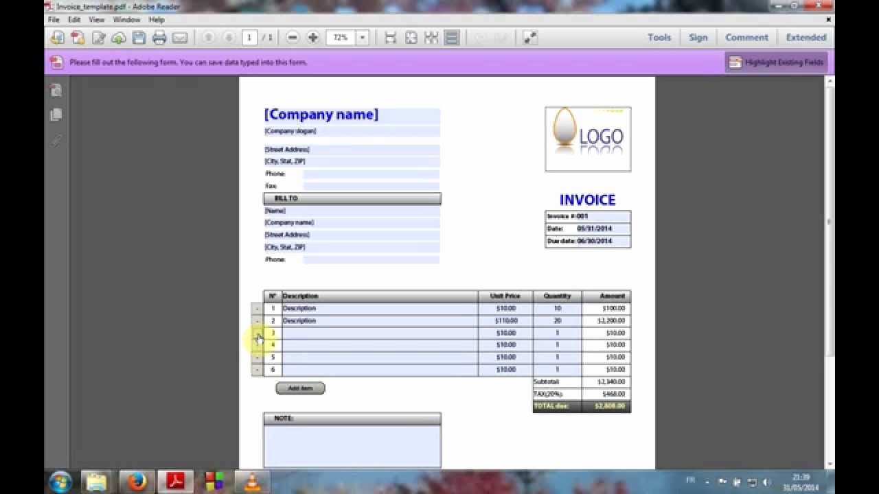 Fillable Invoice Template Pdf Lovely Pdf Fillable form Invoice