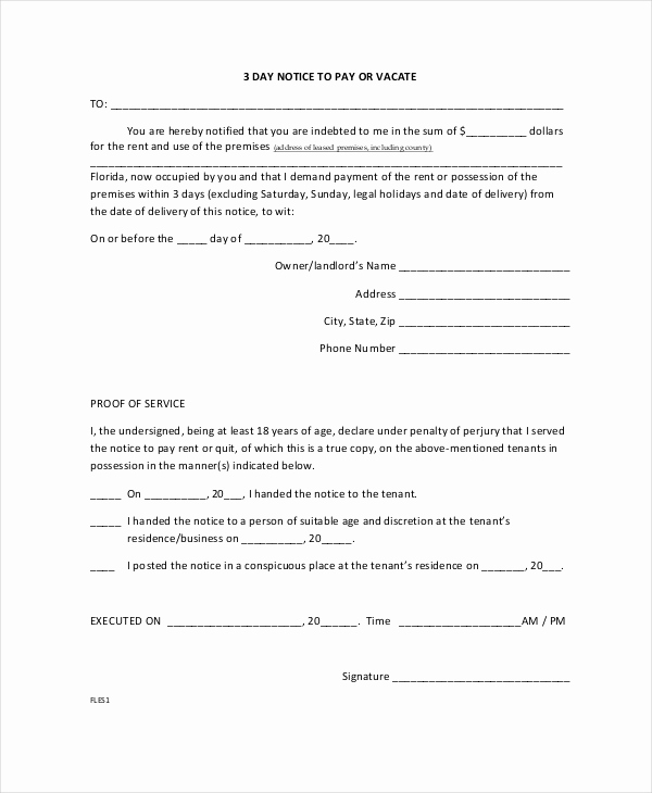 Florida Eviction Notice Template Fresh Eviction Notice Florida