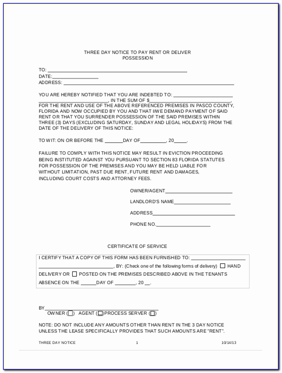 Florida Eviction Notice Template Unique Eviction Notice form for Hillsborough County Florida