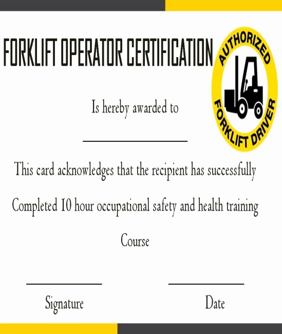 Forklift Certificate Template Free Lovely 15 forklift Certification Card Template for Training