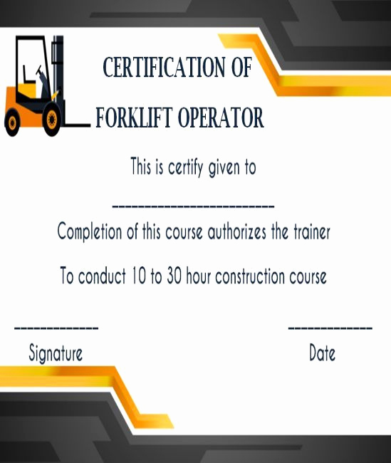 Forklift Training Certificate Template Elegant 15 forklift Certification Card Template for Training