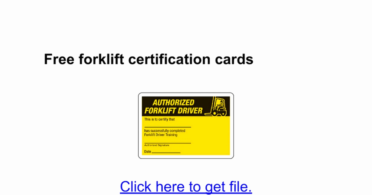 Forklift Training Certificate Template Elegant forklift Certification Wallet Card Template Free