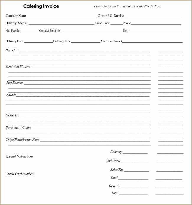 Free Catering Invoice Template Awesome Catering Invoice Templates 10 Different formats In Pdf