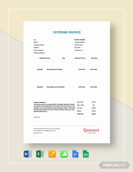 Free Catering Invoice Template Awesome Catering Invoice Templates 10 Free Word Pdf format