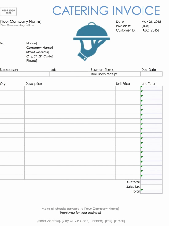 Free Catering Invoice Template Beautiful Catering Invoice Template