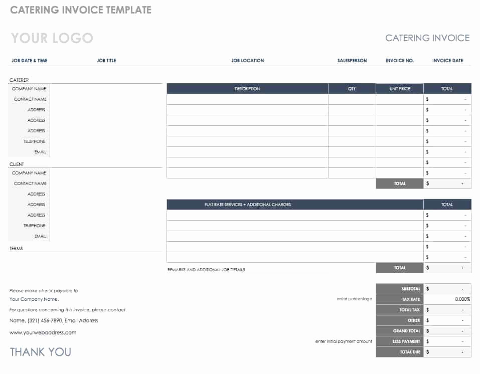Free Catering Invoice Template Elegant 55 Free Invoice Templates