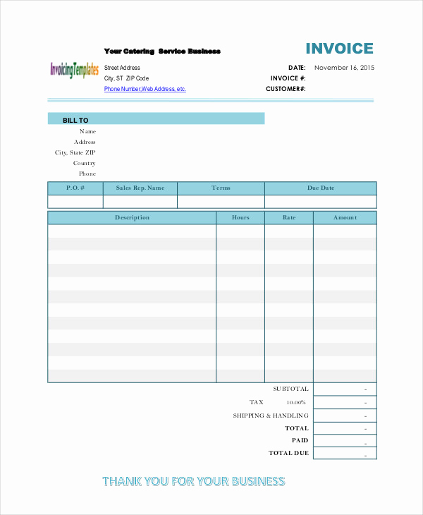 Free Catering Invoice Template Elegant Catering Invoice Templates 10 Free Word Pdf format
