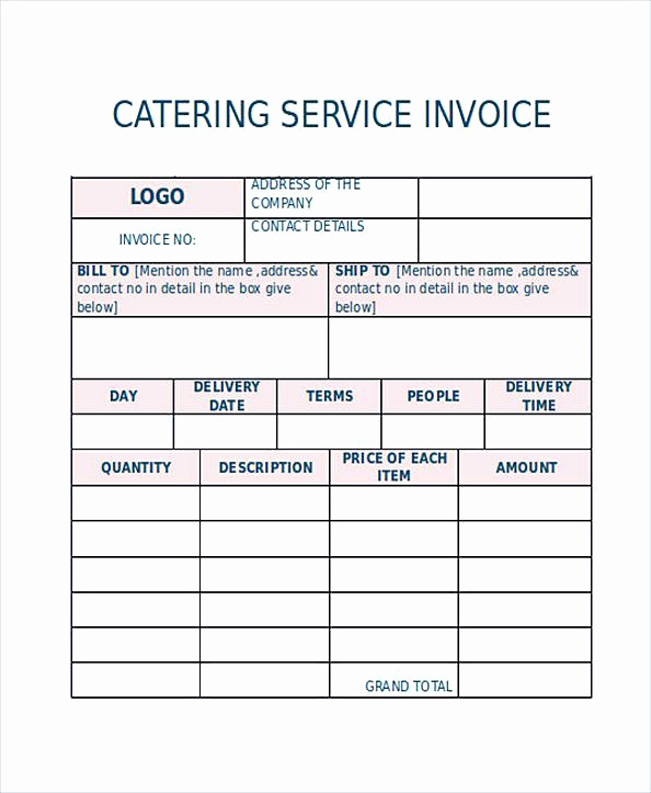 Free Catering Invoice Template Luxury Blank Service Invoice Catering Invoice Template