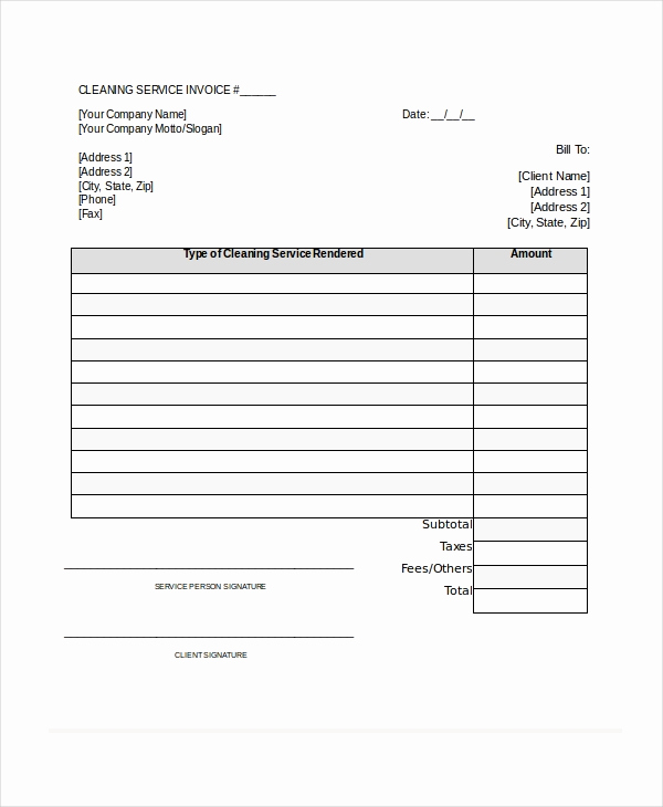 Free Cleaning Invoice Template Awesome Cleaning Invoice Template 9 Free Word Pdf Documents
