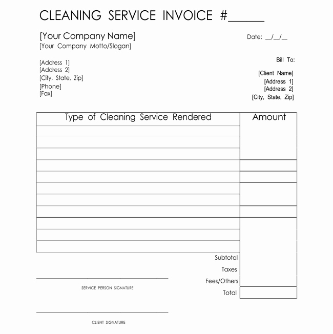 Free Cleaning Invoice Template New Free Printable Cleaning Service Invoice Templates 10