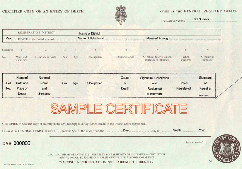 Free Death Certificate Template Fresh Death Certificate Uk