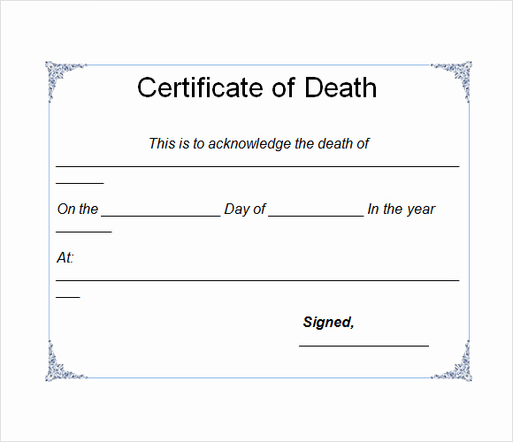 Free Death Certificate Template Fresh Sample Death Certificate Template 7 Download Documents