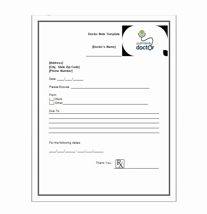 Free Doctor Note Template Download Inspirational Free Printable Doctors Note for Work