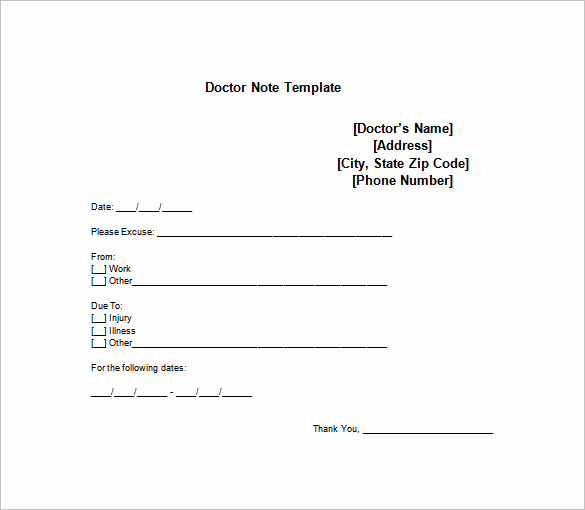 Free Doctors Note Template New Free Printable Doctors Note for Work