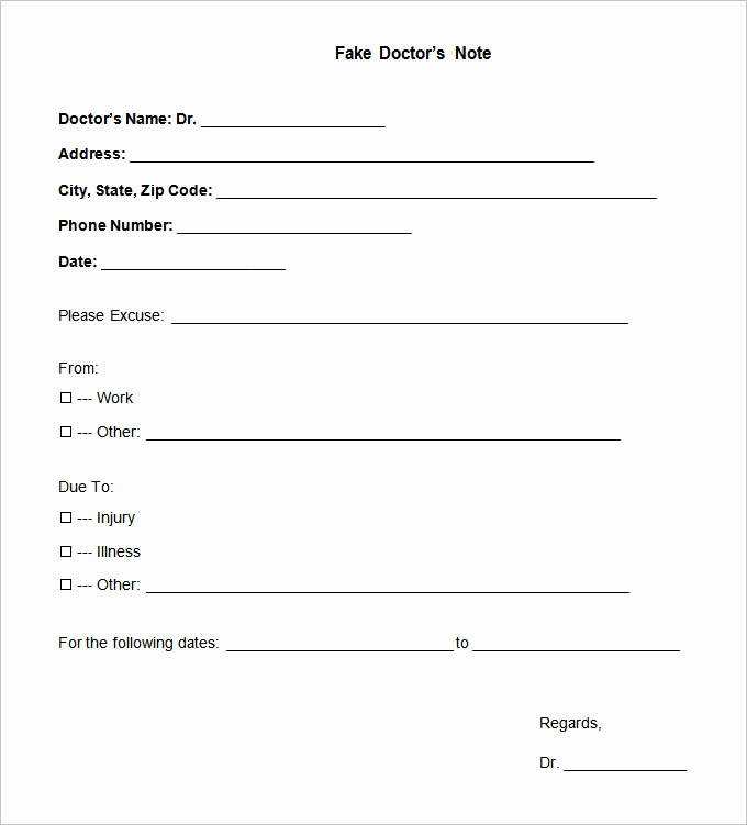 Free Doctors Note Template Unique Doctor Note Template