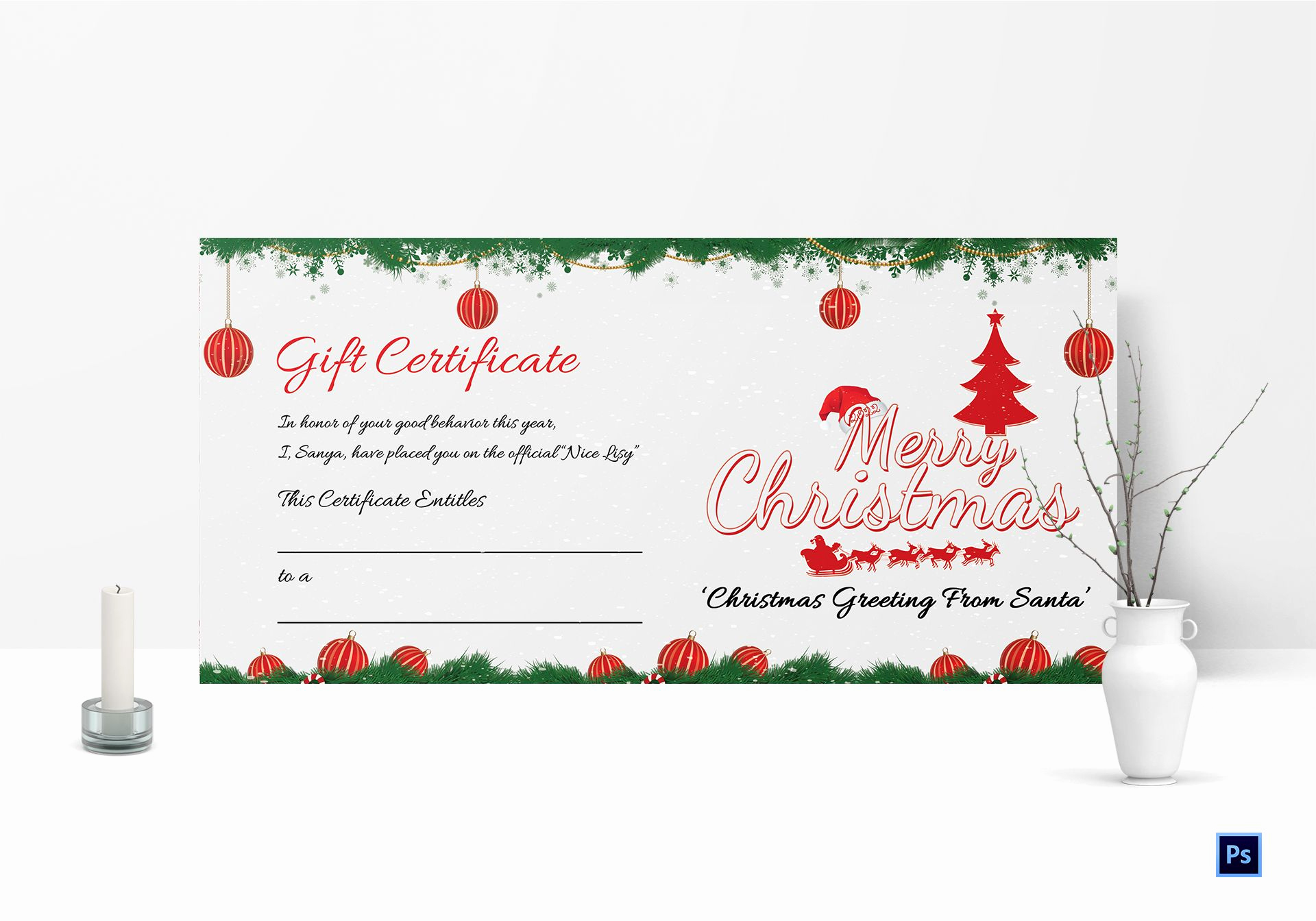 Free Downloadable Gift Certificate Template Awesome Christmas Certificate Template