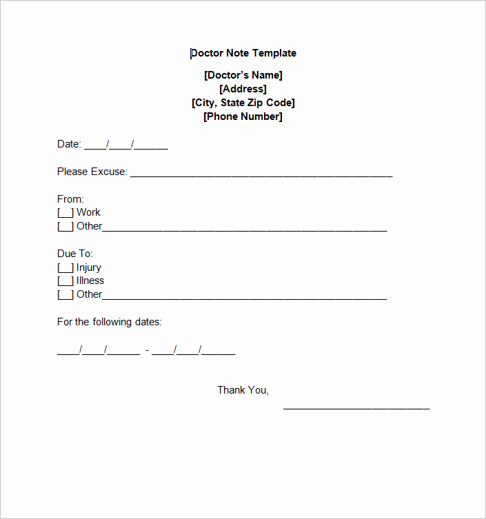 Free Dr Note Template Awesome Doctors Note Template