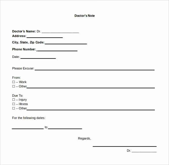 Free Dr Note Template Fresh 22 Doctors Note Templates Free Sample Example format