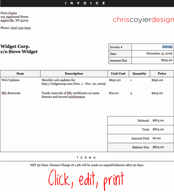 Free Editable Invoice Template Best Of Make An Editable Printable HTML Invoice