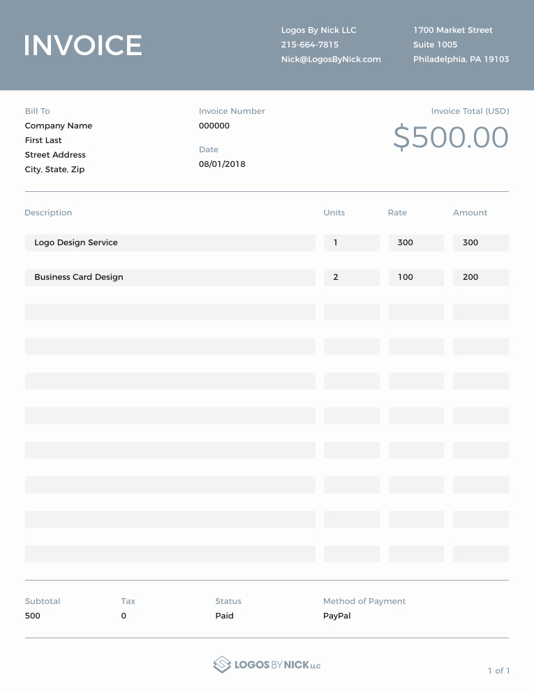 Free Editable Invoice Template Unique Logo Design Invoice Template