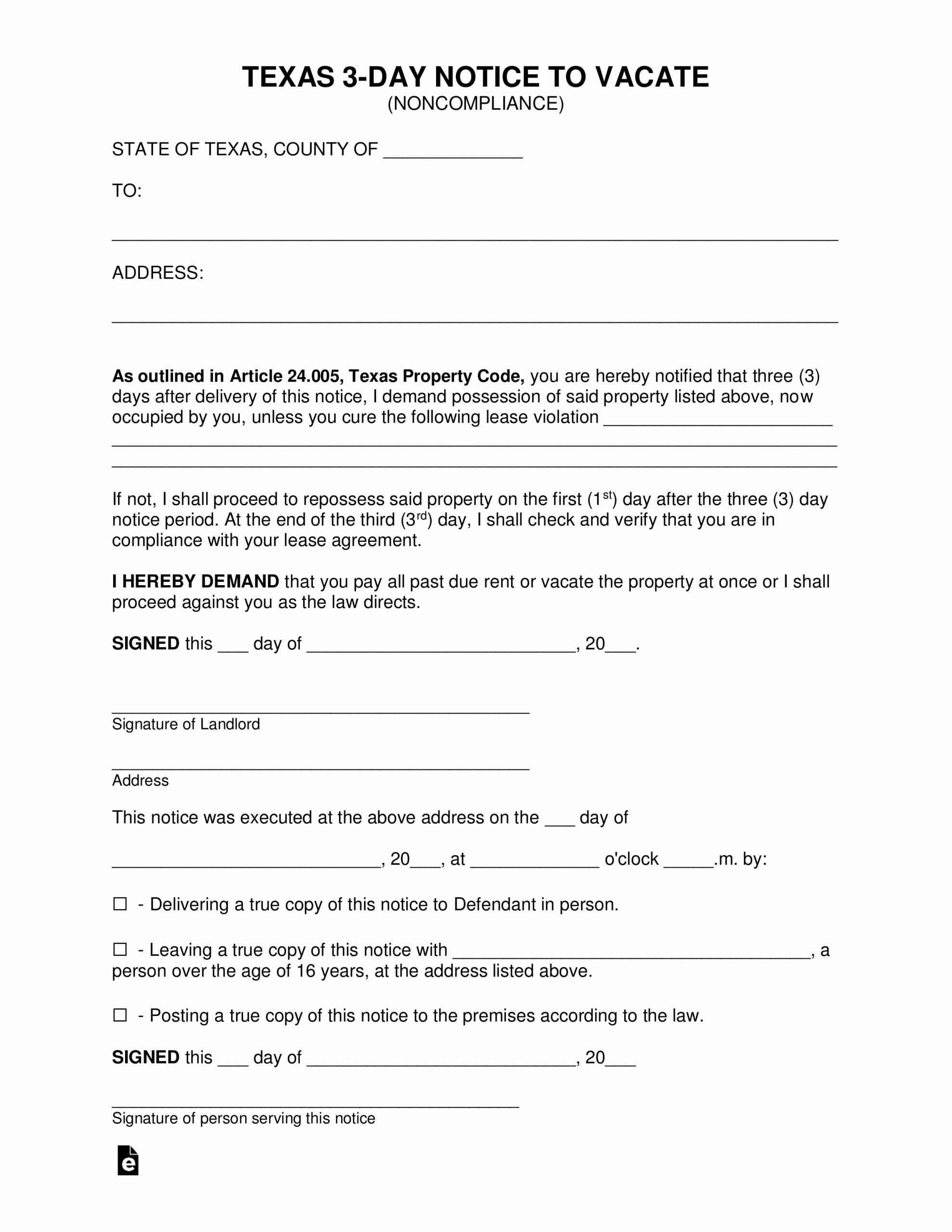 Free Eviction Notice Template Texas Beautiful Texas 3 Day Notice to Quit form Non Pliance