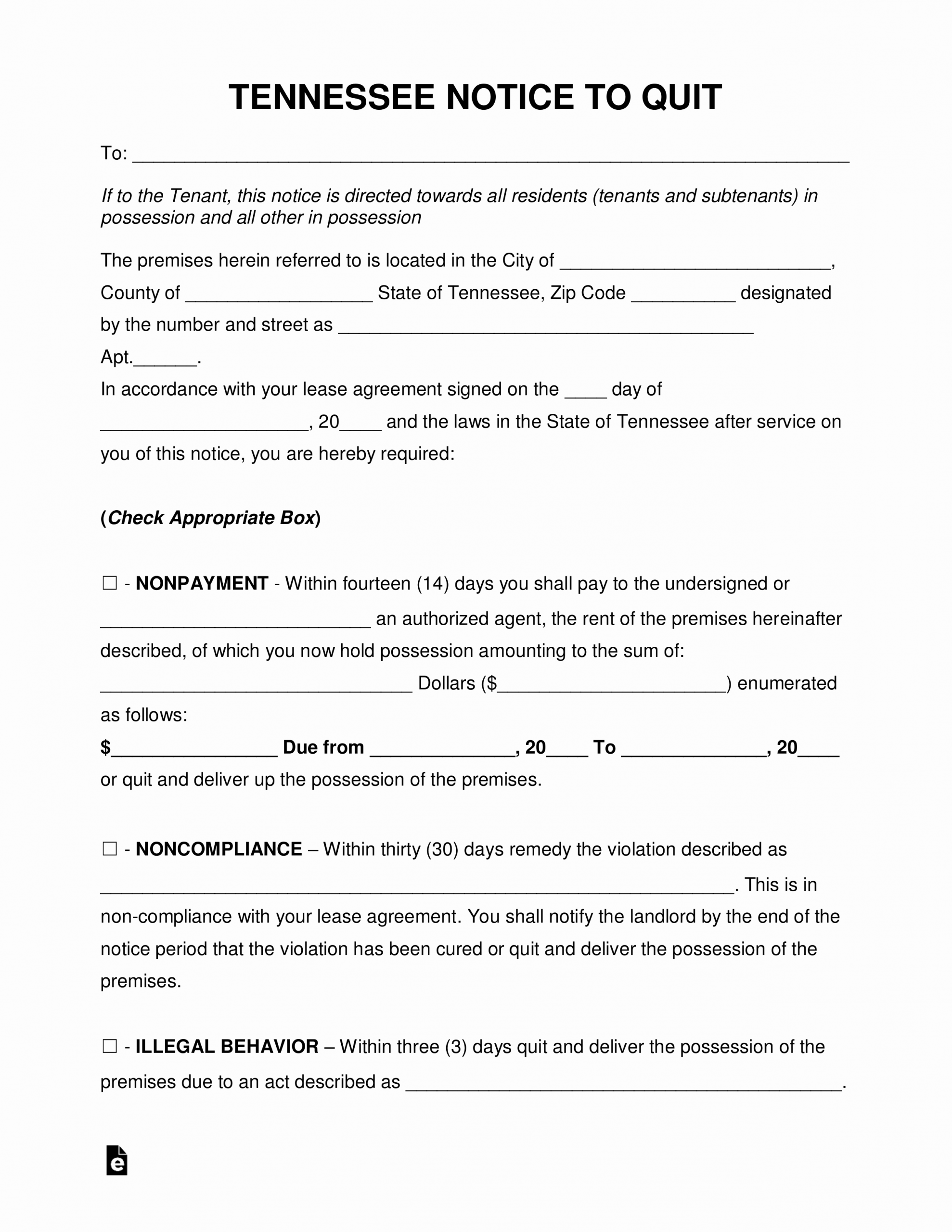 Free Eviction Notice Template Texas Unique Free Tennessee Eviction Notice forms