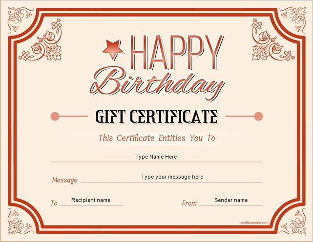 Free Gift Certificate Template Printable Awesome Birthday Gift Certificate for Ms Word Download at