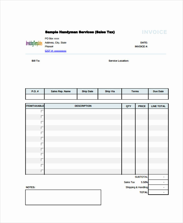 Free Handyman Invoice Template Best Of 6 Handyman Invoice Template Free Sample Example format