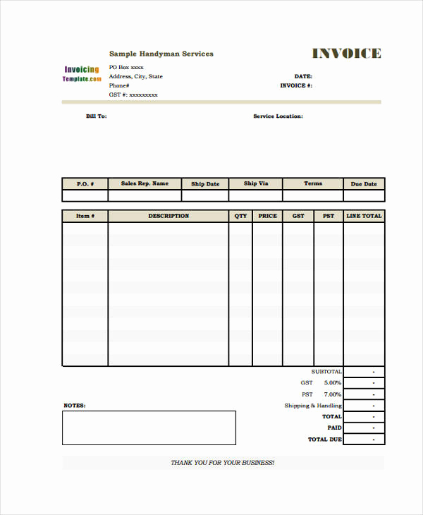 Free Handyman Invoice Template Elegant Handyman Invoice Template – Emmamcintyrephotography