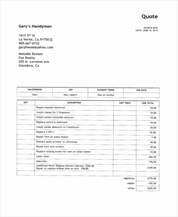 Free Handyman Invoice Template Fresh Handyman Invoice Template – Emmamcintyrephotography