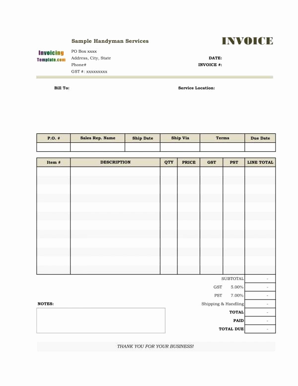 Free Handyman Invoice Template New Free 12 Handyman Invoice Templates In Pdf Ms Word