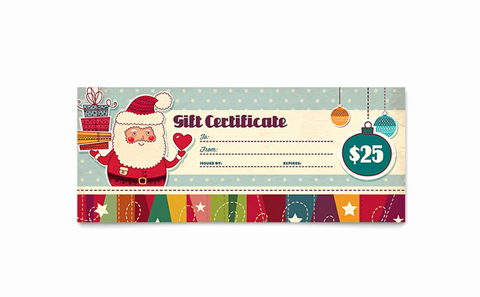 Free Holiday Gift Certificate Template Awesome Retro Santa Gift Certificate Template Design