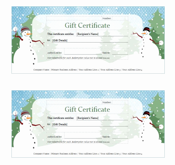 Free Holiday Gift Certificate Template Beautiful Holiday Gift Certificate Template