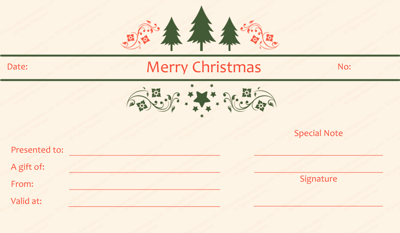Free Holiday Gift Certificate Template Beautiful Triple Tree Christmas Gift Certificate Template