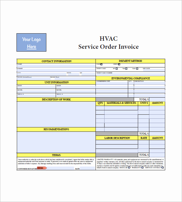 Free Hvac Invoice Template Awesome Hvac Invoice Template 7 Free Word Excel Pdf format