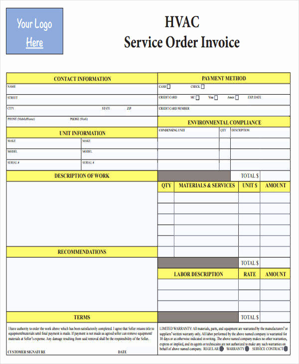 Free Hvac Invoice Template Beautiful 6 Hvac Invoice Templates Free Word Pdf format Download