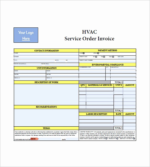 Free Hvac Invoice Template Fresh Hvac Invoice Template