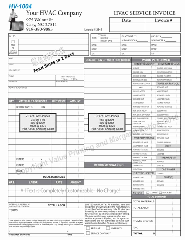 Free Hvac Invoice Template Lovely Hvac Invoice Template Spreadsheet Templates for Busines