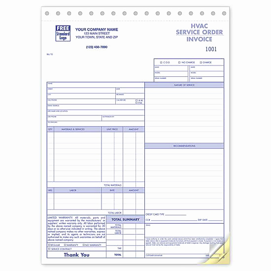 Free Hvac Invoice Template Luxury Hvac Service Invoice form Hvac Work orders