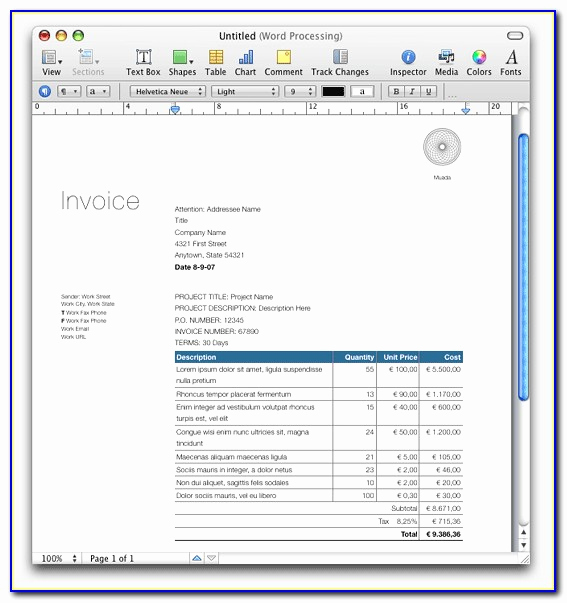Free Invoice Template for Mac Fresh Free Word Invoice Template Mac