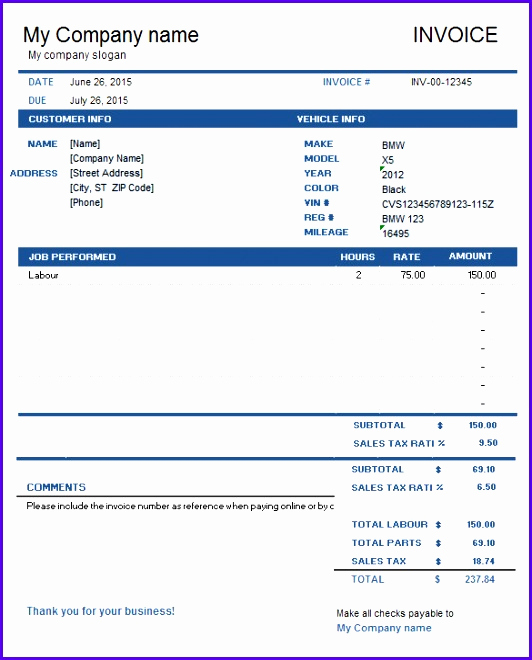 consulting invoice template excel i7654