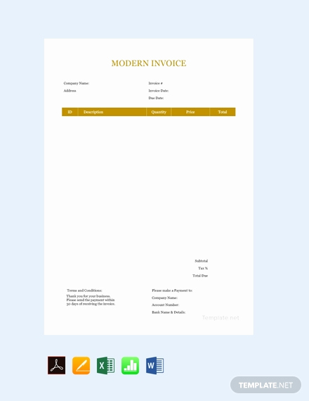 Free Invoice Template for Mac Luxury Free Modern Invoice Template Pdf Word Excel
