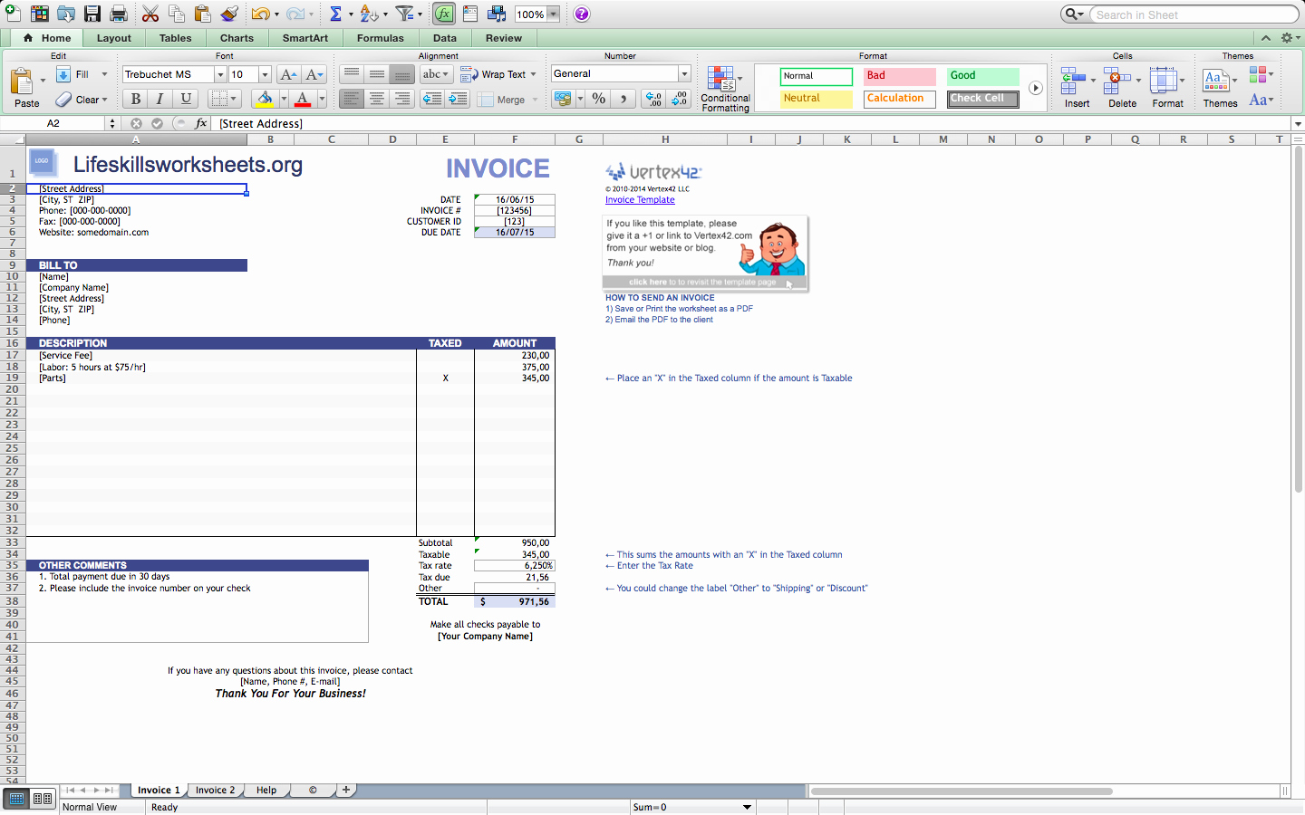 Free Invoice Template for Mac New Invoice Template Excel Mac