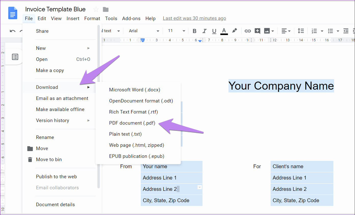 free google docs templates invoices