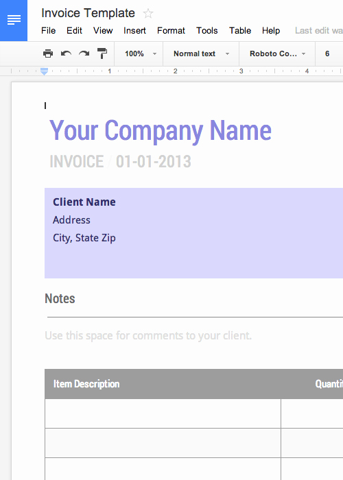 Free Invoice Template Google Docs Lovely Blank Invoice Template Free for Google Docs