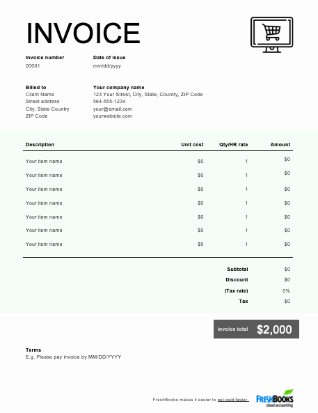 Free Invoice Template Microsoft Word Inspirational E Merce Invoice Templates Free Download