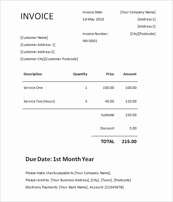 Free Invoice Template Microsoft Word Lovely 60 Microsoft Invoice Templates Pdf Doc Excel
