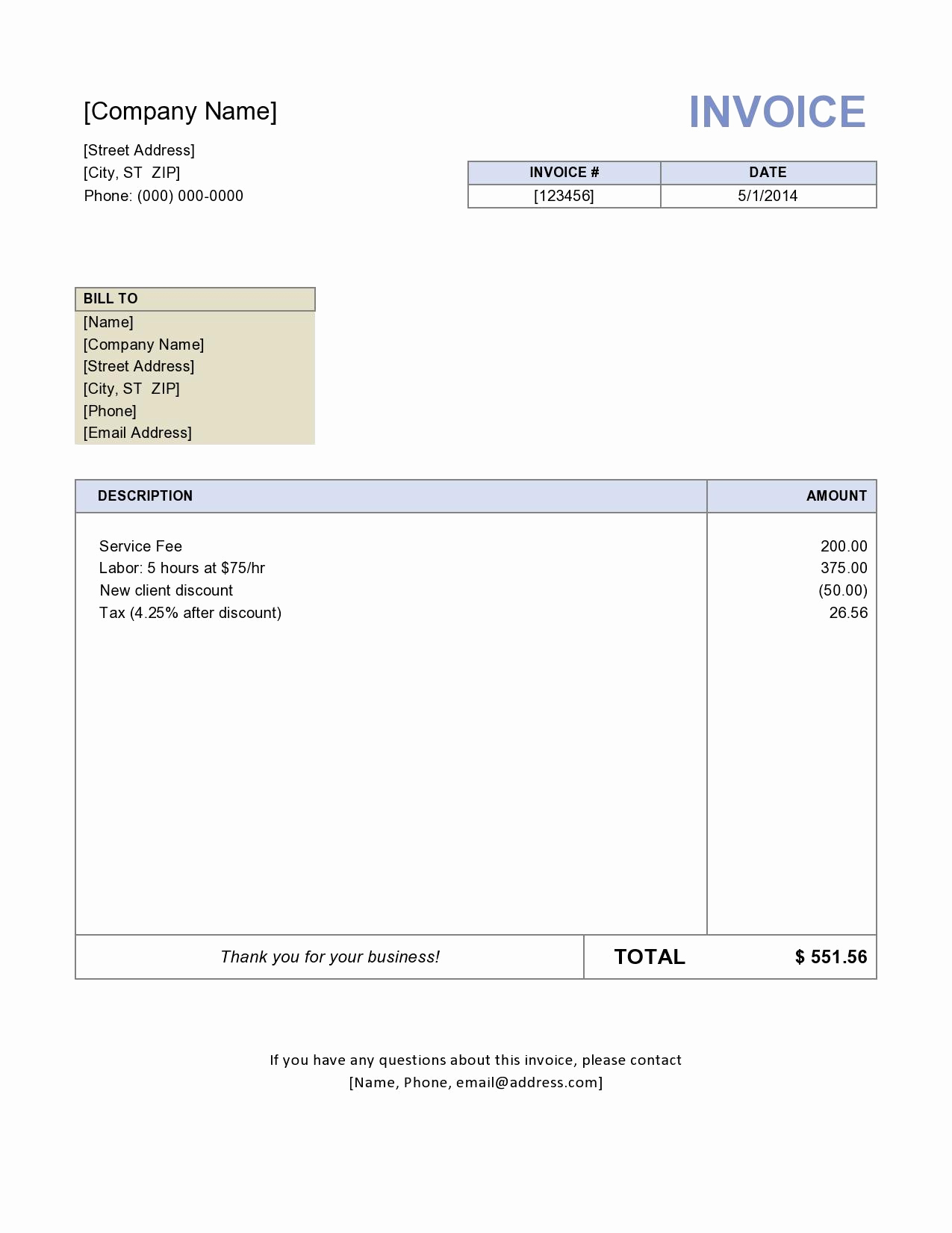 Free Invoice Template Microsoft Word Luxury Free Construction Invoice Template Word