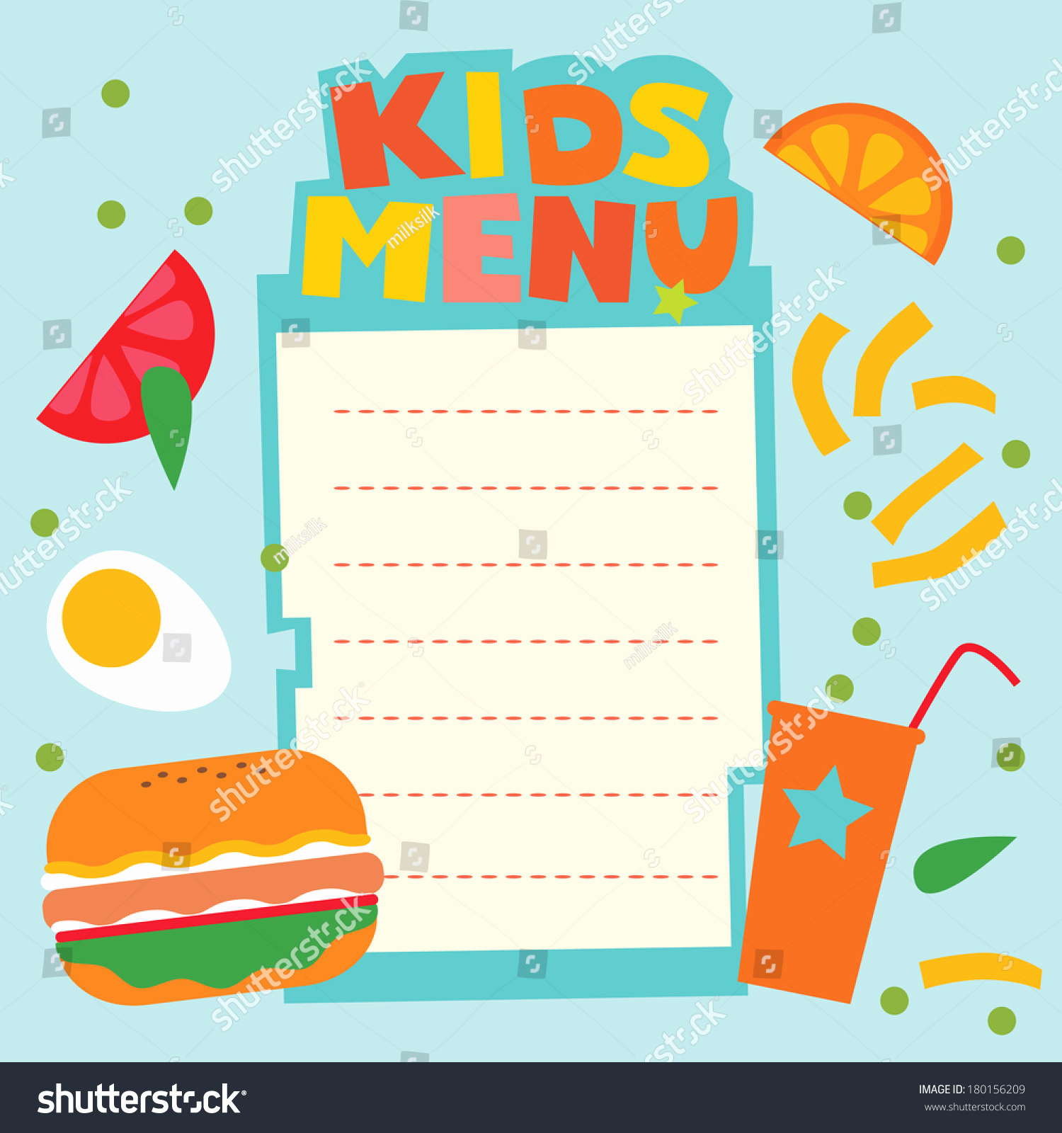 Free Kid Menu Template Fresh Kids Menu Template Stock Vector Shutterstock